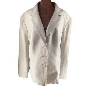 Le Suit Blazer Women 24W Ivory Cream Pinstripe Tailored Jacket NWT Lux Neutral